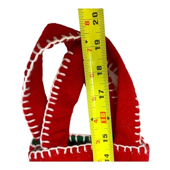 Vintage Felt Christmas Stocking Red Green 18" Classic Traditional Dillards - Picture 11 of 11